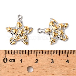 304ステンレスペンダント  ゴールデン·ステンレス鋼色  ヒトデ  20.5x18x3mm  穴：1.6mm&nbsp;STAS-Z145-02GP-02
