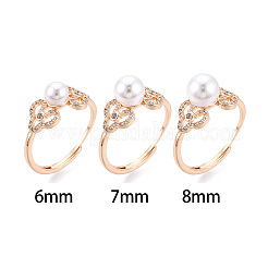 Heart Brass Micro Pave Clear Cubic Zirconia Adjustable Ring Settings&nbsp;KK-T076-49G
