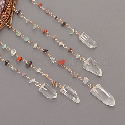 7 Chakra Copper Wire Wrapped Tree of Life Natural & Synthetic Mixed Stone Chips Suncatchers&nbsp;HJEW-F027-10