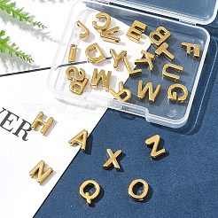 26個26スタイル304ステンレススチールチャーム  レターチャーム  18KGP本金メッキ  a～zの文字  9.5~10x3~12x3mm  穴：1.6mm  1個/スタイル&nbsp;STAS-FS0001-77