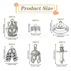70pcs6スタイルチベットスタイルアロイペンダント  アンティークシルバー  混合図形  11~24.6x12~20x1.8~3.5mm  穴：1.6~2.3mm&nbsp;FIND-SZ0003-91