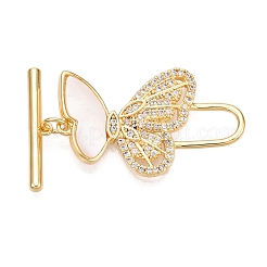 Brass Micro Pave Clear Cubic Zirconia Toggle Clasps&nbsp;KK-N254-149G
