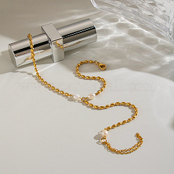 Natural Freshwater Pearl 304 Stainless Steel Rice Bead Hand Chain Ring Bracelets for Women&nbsp;PW2633