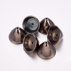 CCBプラスチックコードエンドパーツ  エンドキャップ  コーン  ガンメタ色  22x15mm  穴：2mm  内径：15~18mm&nbsp;CCB-F006-56B