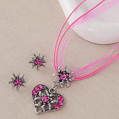 Alloy Rhinestone Pendant Necklaces & Stud Earrings Sets&nbsp;FS-WG88A89-02