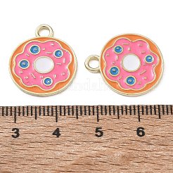 合金エナメルチャーム  食べ物のチャーム  ゴールドカラー  ドーナツのチャーム  20x17x1mm  穴：2.5mm&nbsp;AL-CBA4666-02E