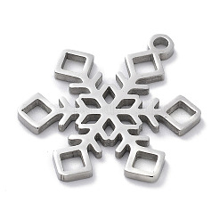クリスマステーマの変色防止304ステンレススチールペンダント  レーザー切断  ステンレス鋼色  スノーフレーク  22x17x1mm  穴：1.5mm&nbsp;STAS-R003-04P-04