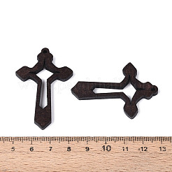 宗教木のペンダント  クロス  ココナッツブラウン  47.5x32x4mm  穴：1.8mm&nbsp;WOOD-T032-47