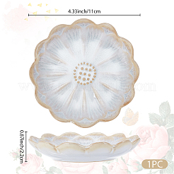 磁器スナックプレート1枚  花  ホワイト  110x22mm&nbsp;AJEW-SP0006-04C