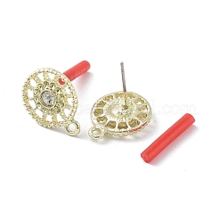 Rack Plating Golden Alloy with Rhinestone Stud Earring Findings&nbsp;EJEW-B036-02G-09
