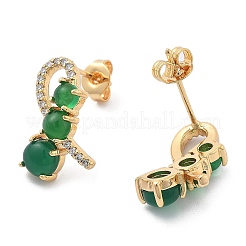 Brass Micro Pave Clear Cubic Zirconia Stud Earrings&nbsp;EJEW-G415-02A-G