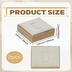 2個の正方形竹製木製シングルリングディスプレイスタンド  ベルベットマット付き  ベージュ  3.8x3.8x2.4cm&nbsp;RDIS-LP0001-01