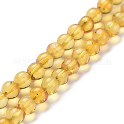 天然琥珀ビーズ連売り  ラウンド  5~5.5mm  穴：0.5mm  約88個/連  15.75インチ（40cm）&nbsp;G-K308-C01-5mm