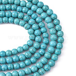 合成ハウライトビーズ  染め  ラウンド  ターコイズ  8mm  穴：1mm  約1400個/1000g&nbsp;TURQ-GSR8mm129