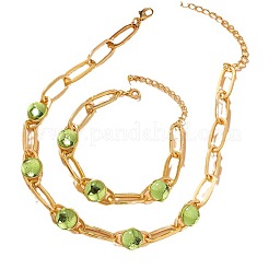 Alloy Plastic Flat Round Link Chain Necklaces & Bracelets Sets&nbsp;FS-WG92727-01