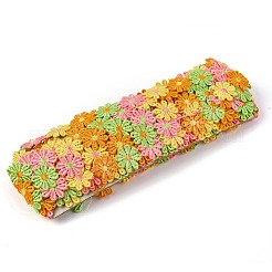 デイジーフラワーポリエステルレーストリム  刺繍アップリケソーイングリボン  裁縫や工芸品の装飾用  カラフル  1-1/8インチ（28mm）  /ロール15ヤード（13.72メートル/ロール）&nbsp;OCOR-H109-06C