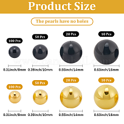 DIYビーズキット  イミテーションパールアクリルビーズを含む  ABSプラスチックビーズ  ブラック  8~16mm  360個/セット&nbsp;DIY-PA0001-14A