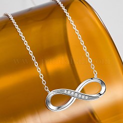 8-Shaped Rhodium Plated 925 Sterling Silver Cubic Zirconia Pendant Necklaces for Women&nbsp;NJEW-BB72241