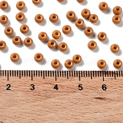 焼付塗装ガラスシードビーズ  ラウンド  キャメル  4x3mm  穴：1.2mm  約7650個/ポンド&nbsp;SEED-H002-I-A514