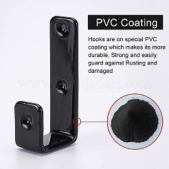 プラスチック製のフックハンガー  壁掛けフック  ブラック  70x32x19mm  穴：3.5mm  4個/袋&nbsp;AJEW-BC0003-40B