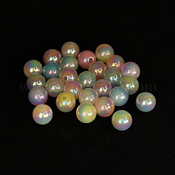 不透明UVメッキアクリルビーズ  色が変わるビーズ  虹色の  ラウンド  ミックスカラー  9.5x10x10mm  穴：2mm&nbsp;PACR-D288-24