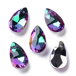 多面カットティアドロップガラスペンダント  ミディアム蘭  16x9x5mm  穴：1mm&nbsp;GLAA-O008-A21
