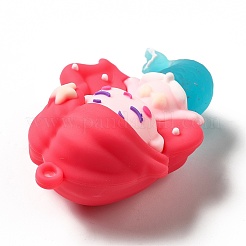 人魚の形のPVCペンダント  ライトコーラル  53.5x37x22mm  穴：3mm&nbsp;KY-E012-06A