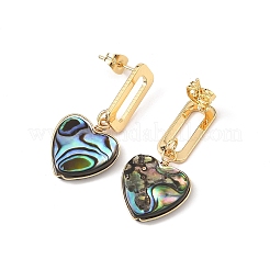 Heart Abalone Shell/Paua Shell Beads Dangle Stud Earrings&nbsp;EJEW-JE07317
