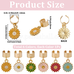 6Pcs 6 Colors Alloy Enamel Flower Stethoscope Pendant Decorations&nbsp;HJEW-SP0001-35