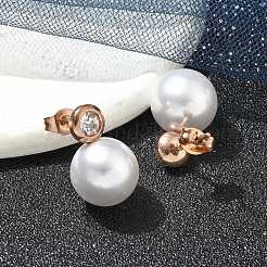 Ion Plating(IP) 304 Stainless Steel Round Stud Earrings&nbsp;EJEW-C099-17E