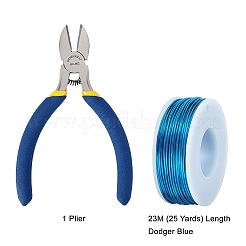 DIYジュエリーキット  アルミワイヤーと鉄のサイドカッティングプライヤー付き  ドジャーブルー  1mm  約23m /ロール  6のロール/セット&nbsp;DIY-BC0011-39H