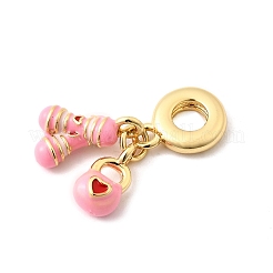 Brass Pink Enamel European Dangle Charms&nbsp;KK-F904-24G