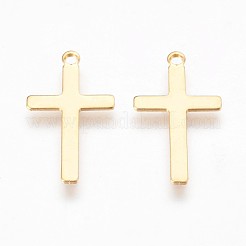 304ステンレスペンダント  クロス  ゴールドカラー  23x12.5x0.7mm  穴：1.5mm&nbsp;STAS-P220-09G