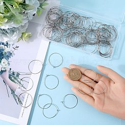 316サージカルステンレススチールワイングラスチャームリング  フープピアスパーツ  バスケットボールの妻のためのDIYの材料はピアスフープ  ステンレス鋼色  35x30x0.7mm  21ゲージ  200個/箱&nbsp;STAS-SC0007-26P