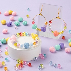 380個のイチゴと丸いアクリルビーズ、1本のロールクリア弾性クリスタルスレッド  DIYのこどもの日ギフト用ストレッチブレスレット作成キット  ミックスカラー  8x7mm  穴：2mm  16.5x13x11.5mm  穴：3mm&nbsp;DIY-LS0001-08