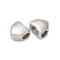 304ステンレススチールビーズ  ハート  変色防止  ステンレス鋼色  5.5x5.5x3.5mm  穴：2mm&nbsp;STAS-C128-04A-P