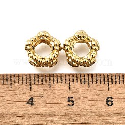 真鍮製マイクロペーブクリアキュービックジルコニアスペーサービーズ  カドミウムフリー＆鉛フリー  長持ちメッキ  ラックめっき  18KGP本金メッキ  9.5x9.5x5mm  穴：4.5mm&nbsp;KK-S508-49G