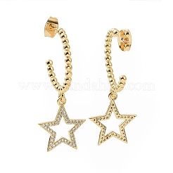 Clear Cubic Zirconia Ring with Star Dangle Stud Earrings&nbsp;EJEW-C008-14G