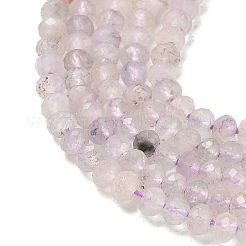 ファセットされた天然アメジストビーズ連売り  ロンデル  多面カット  4x3mm  穴：0.5mm  約126個/連  14.96''（38センチメートル）&nbsp;G-RM241221-N6