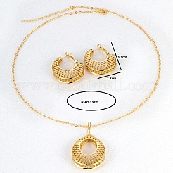 Brass Hollow Donut Pendant Necklaces & Hoop Earrings&nbsp;LV5654