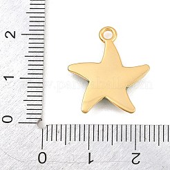 304ステンレススチールエナメルペンダント  ヒトデのチャーム  ゴールドカラー  グリーン  20.5x18x3mm  穴：1.9mm&nbsp;SA-CBA8E58-04C-G