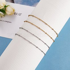 10個 2色 304ステンレススチールアズキチェーン&サテライトチェーンアンクレットセット  rondelleビーズとカニカン付き  ゴールデン·ステンレス鋼色  8-1/8インチ（20.5cm）  5個/カラー&nbsp;sgAJEW-SZ0001-70