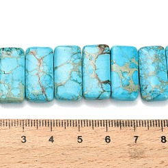 ナチュラルインペリアルジャスパービーズ連売り  染め  長方形  2穴  シアン  20~20.5x10~10.5x5~5.5mm  穴：1mm  約20個/連  8.15~8.46''（20.7~21.5センチメートル）&nbsp;G-H354-01A-04