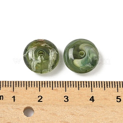 アクリル天然石風ビーズ  ロンデル  ツートン  グリーン  13~15.5x6~7.5mm  穴：1.8mm  約657個/500g&nbsp;MACR-K359-65I