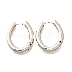 201 ステンレススチールフープピアス  304ステンレスピン付き  オーバル  ステンレス鋼色  24.5x21x4mm&nbsp;EJEW-Q026-12P-B