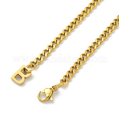 Ion Plating(IP) 304 Stainless Steel Initial Letter B Pendant Necklace with Curb Chains for Women&nbsp;NJEW-M199-02G