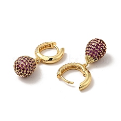 キュービックジルコニアティアドロップダングルフープピアス  女性のための真鍮のアクセサリー  ミックスカラー  31.5mm  ピン：0.8mm&nbsp;EJEW-F288-04