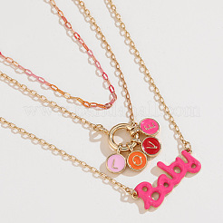 Zinc Alloy Enamel LOVE Baby Pendant 3 Layer Necklaces for Women&nbsp;FS-WGECD5D-02