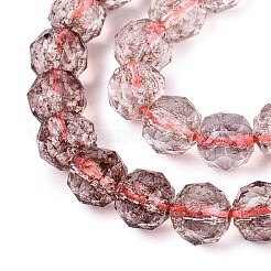 クラックル透明ガラスビーズ連売り  模造ゼリー  ラウンド  多面カット  シエナ  7.5~8mm  穴：0.8~1.5mm  約48~49個/連  13.98~14.57インチ（35.5~37cm）&nbsp;GLAA-Q108-02A-09