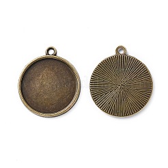Flat Round Alloy Pendant Cabochon Settings&nbsp;X-PALLOY-N0088-37AB-NF